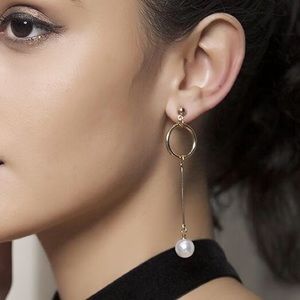 Hoop Dangle Earrings with pearl